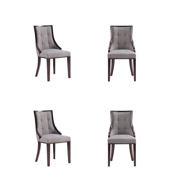 Manhattan Comfort Fifth Avenue Faux Leather Dining Chair in Grey and Walnut- Set of 4 2-DC008-GY - main